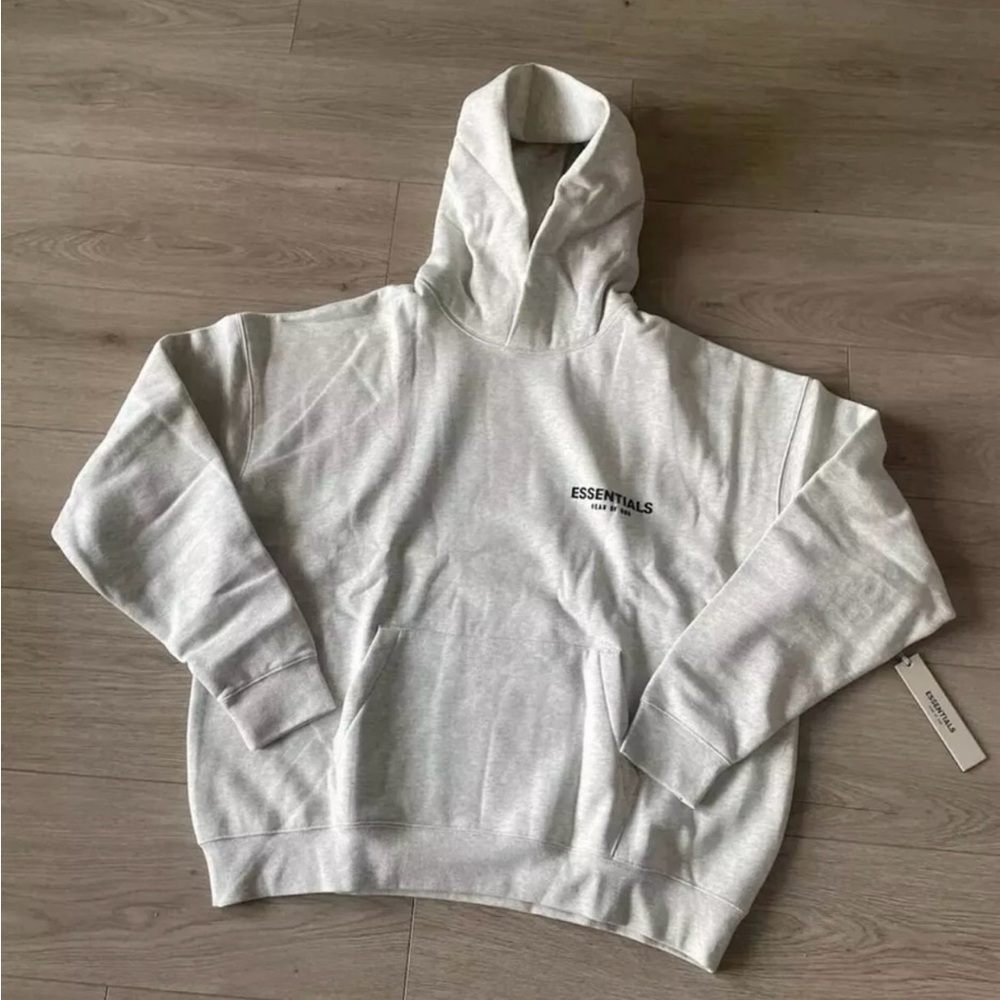 Fear of God Essentials Light Oatmeal Grey Hoodie LARGE NEW SS22 FW22